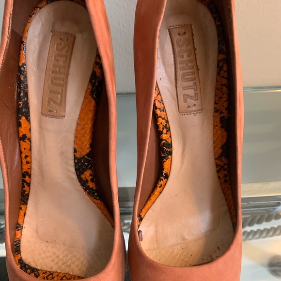 Schutz Wicker Nobuck Block Heel Platforms - Picture 5 of 13